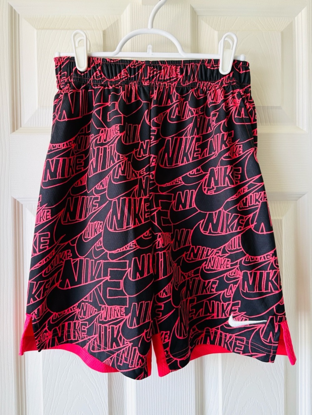 Boys Nike Black & Red Allover Logo Shorts
